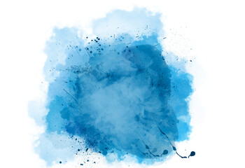 Blue Dust Explosion Isolated on White Background. Abstract hand drawn watercolor stains background....