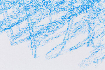 Wax crayon hand drawing blue background