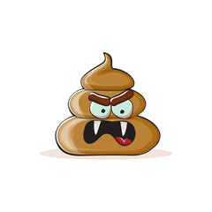 vector funny cartoon cool smiling poo icon isolated on white background. emoji funky poo character. A pile of poo sticker or label
