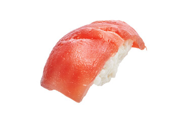  Single salmon nigiri sushi isolated over white background