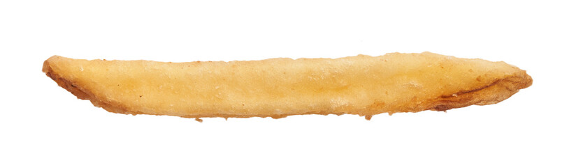  Single french fried potato isolated over white background