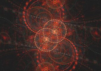 Dark mechanical fractal, abstract steampunk background