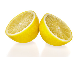  Two lemon halves fruit isolated on a white background