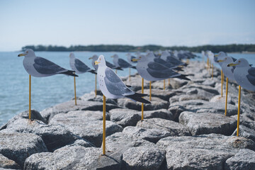 愛知県の離島 癒やしとアートの島 佐久島 大浦海水浴場の常設展示作品 カモメの駐車場
