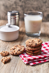  Delicious chocolate cookies on a wooden table