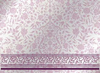 traditional wedding card design, paisley floral pattern , India	