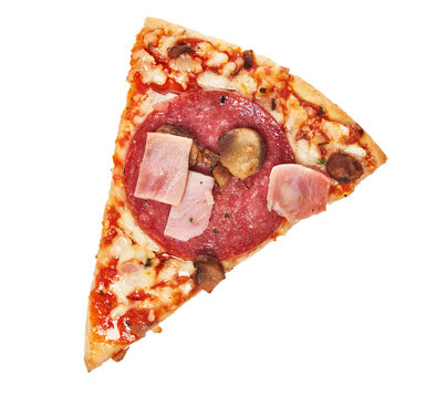  Slice of italian pizza isolated on a white background