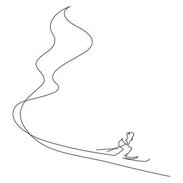 black line skier skiing down slope clip art preview