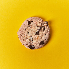  Delicious chocolate cookie on a yellow background
