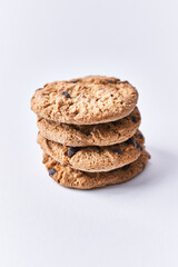  Delicious chocolate cookies isolated on a white background