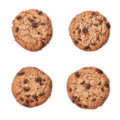  Delicious chocolate cookies isolated on a white background