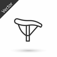 Grey line Bicycle seat icon isolated on white background. Bicycle saddle. Vector