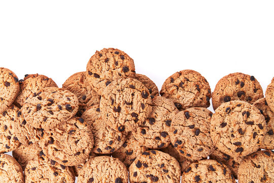  Delicious chocolate cookies isolated on a white background