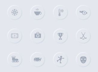 Fototapeta premium ice rink gray vector icons on round rubber buttons. ice rink icon set for web, mobile apps, ui design and promo business polygraphy