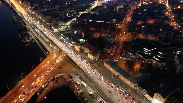 Drone video: Time-laps of the night city