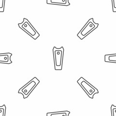 Grey line Nail cutter icon isolated seamless pattern on white background. Nail clipper. Vector