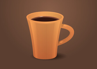 realistic coffee in orange cup hot americano drink horizontal