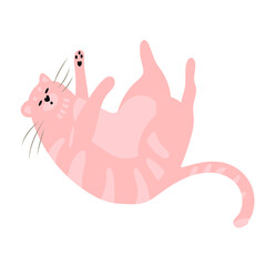 Vector illustration of a cozy table with a cat, autumn forest and trees. Drawings for poster, card or background