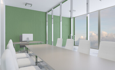 Elegant office interior. Mixed media. 3D rendering.