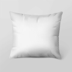 Realistic bed pillow. White blank of rectangular feather sleeping bed cushion for neck and head support and rest. Vector illustration
