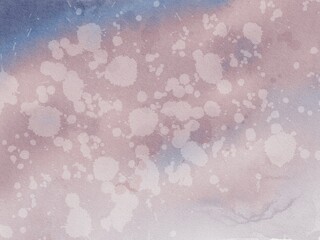 watercolor neutral abstract background with snowflakes, splattered paint stains and splashes, minimalistic earthy handcrafted wallpaper, beige and blue minimalistic background with space for text