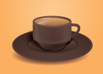 realistic coffee in cup hot americano drink horizontal