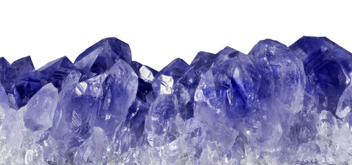sapphire with blue dark large crystals isolated on white