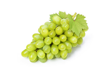 bunch of green grapes with leaf