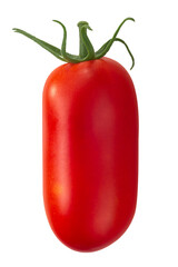 Red oblong plumelike tomato isolated