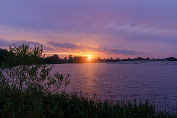 Brandenburg Barnim Tagesanbruch früher Morgen am Kranichsee / Ruhlsdorf Marienwerder, Morgenröte...