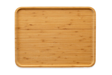 Bamboo wooden tray with white background.