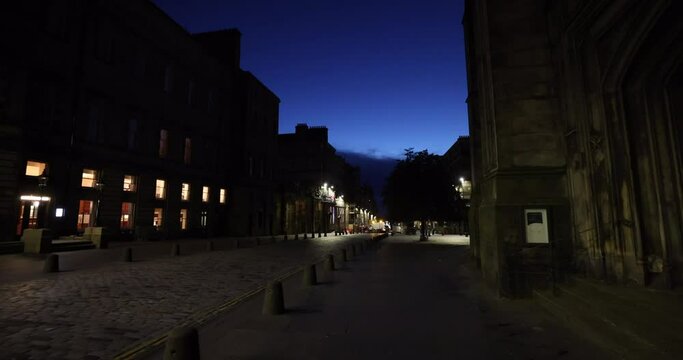 Streets of Edinburgh Old Town in the night. After midnight old town is empty