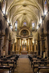 Fototapeta premium Barcelona, Spain - 23 Nov, 2021: Interior of the Basilica dels Sants Martirs Just i Pastor church, Barcelona, Catalonia, Spain