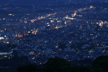 日本・若草山からの奈良の夜景