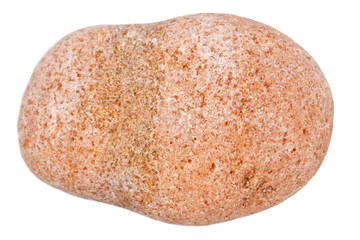 Top view of single red pebble