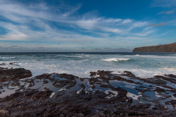 Seascape. Mosteiros beach. Sao Miguel Azores. Portugal