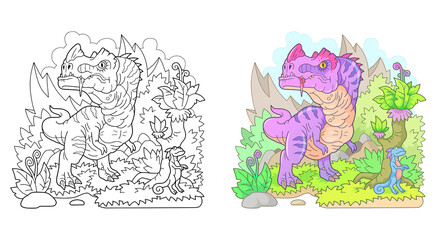 prehistoric carnivorous dinosaur ceratosaurus, funny illustration