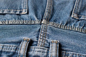 Fototapeta premium Old natural denim fabric in blue