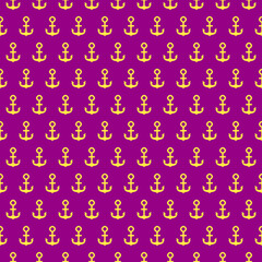 simple vector pixel art multicolor endless pattern of navy blue ship anchor on velvet violet background. seamless pattern of navy blue ship anchor in the style of retro video games