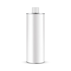 Blank Tin Bottle Mockup for Olive Oil, Isolated on White Background. Vector Illustration