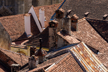 over the roofs of Brasov in Romania