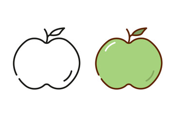 Apple icon isolated on white background. Black and colorful apple icons set. Vector illustration