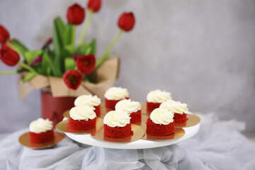 Beautiful festive cake biscuit with different creams