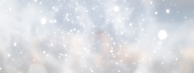 blue snowfall bokeh background, abstract snowflake background on blurred abstract blue
