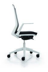 office chair with armrests seen from the side. isolated white background