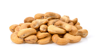 Roasted cashew nuts isolated on white