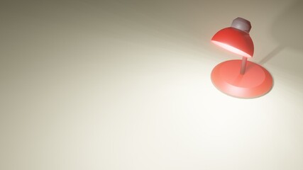 Three-dimensional illustration of a glowing table lamp with negative space. suitable for presentation background design