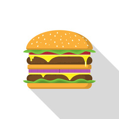 double hamburger on white background, in flat style, vector