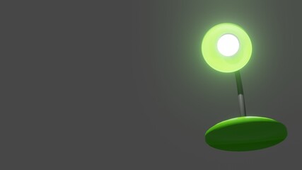 Three-dimensional illustration of a glowing table lamp with negative space. suitable for presentation background design