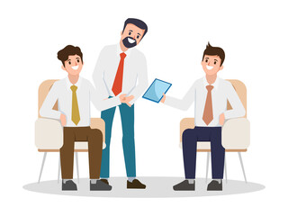 Business people teamwork character. Flat cartoon illustration vector design.